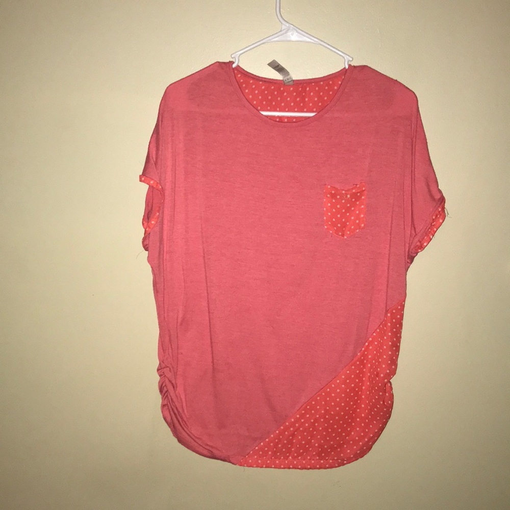 July’s coral blouse